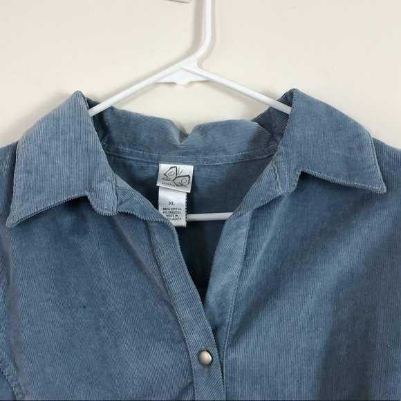 Stretch Corduroy Blue Button Down Jacket - Picture 3 of 5